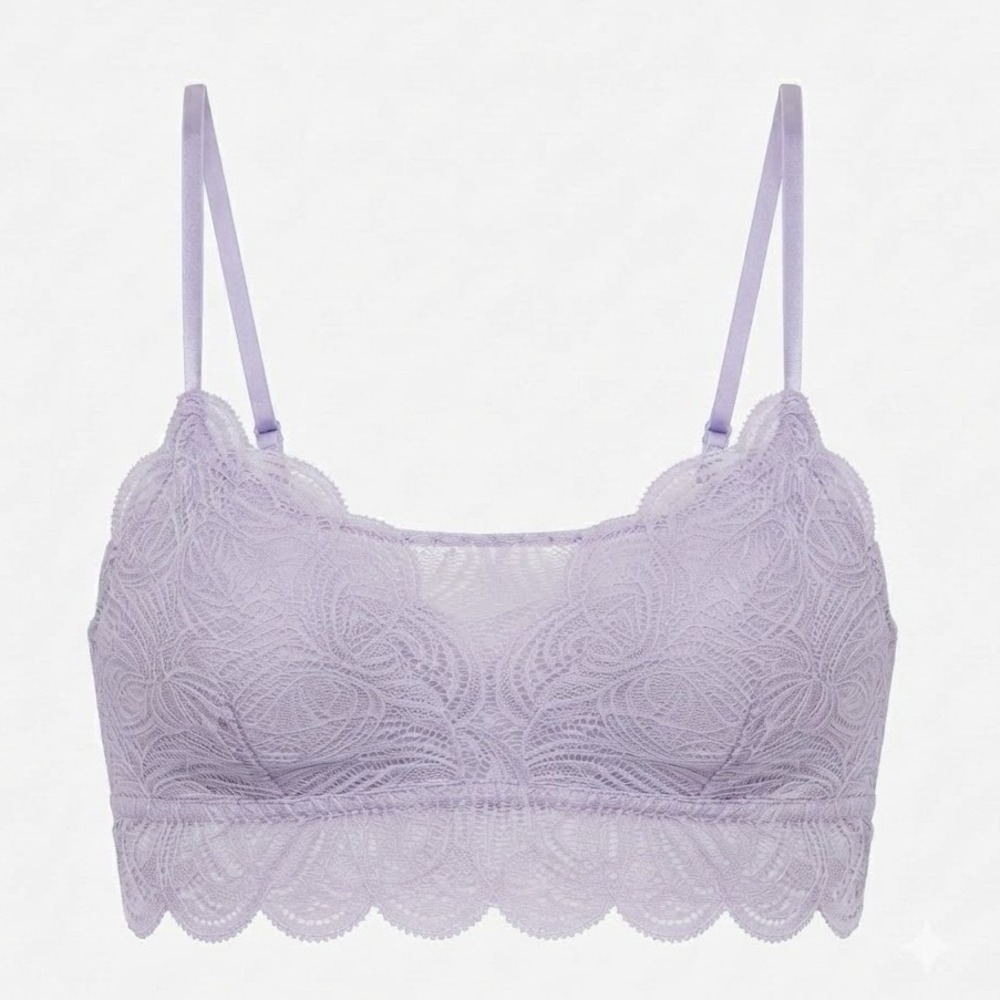 Talula Aritzia Purple Lace Bralette Medium Scalloped Longline V-Neck Bra - WD
